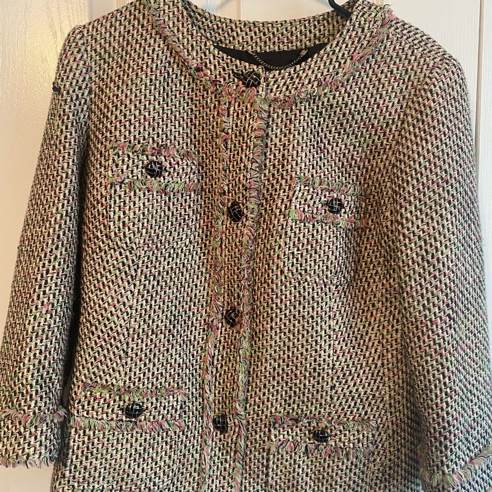 Talbots Cream and Pink Blazer Structured Suit Jacket